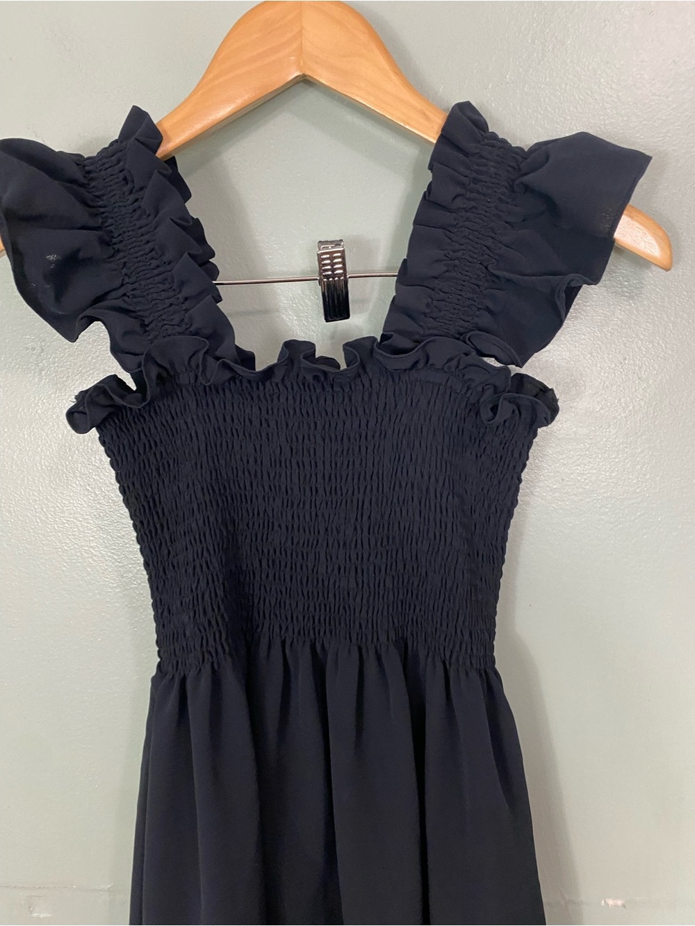 Hill House The Elizabeth Nap Dress Crepe Black Mini Smocked XXS - Picture 3 of 6
